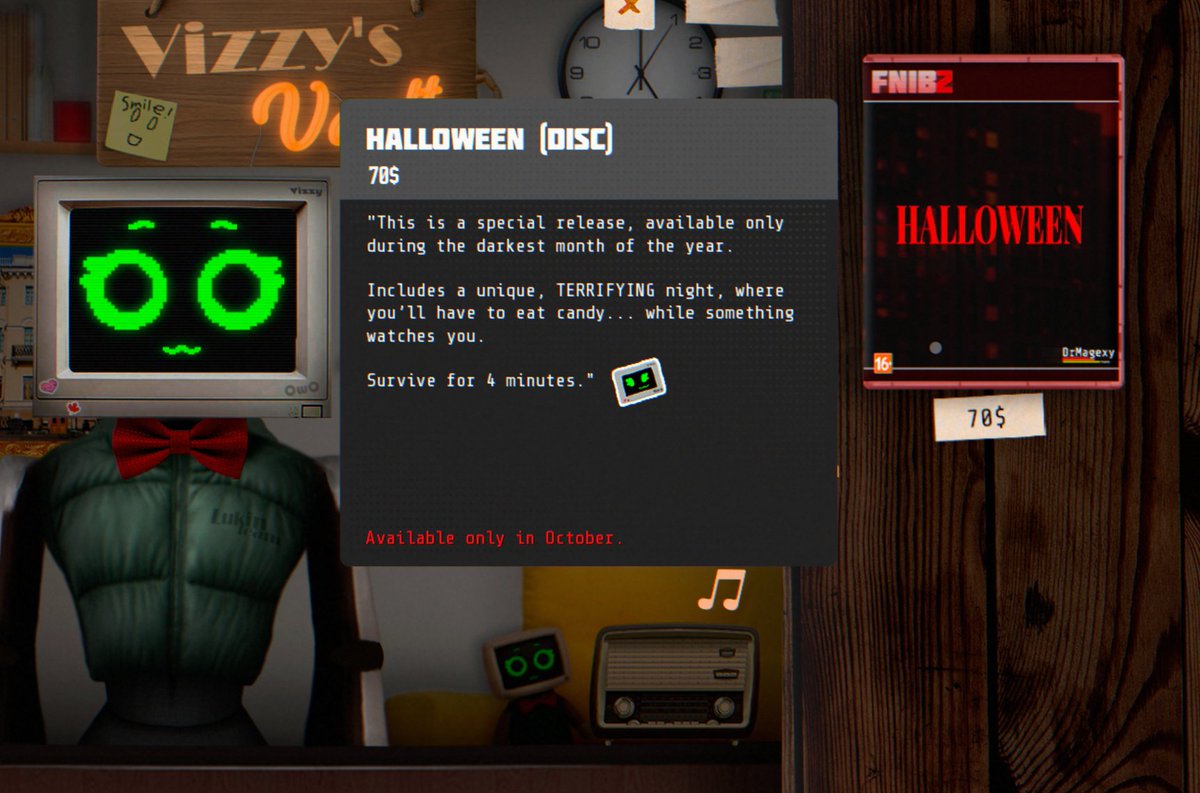 Magexy07's tweet photo. HELLOOO 😈😈
Added item descriptions to Vizzy’s shop!
Now each item comes with her comments, shown in quotes ♡(>ᴗ•)
What do you think about this idea?
#Vizzy #FNiB2 #IndieGame #IndieHorror #HorrorGame #Gaming https://t.co/meuNE7dtcq