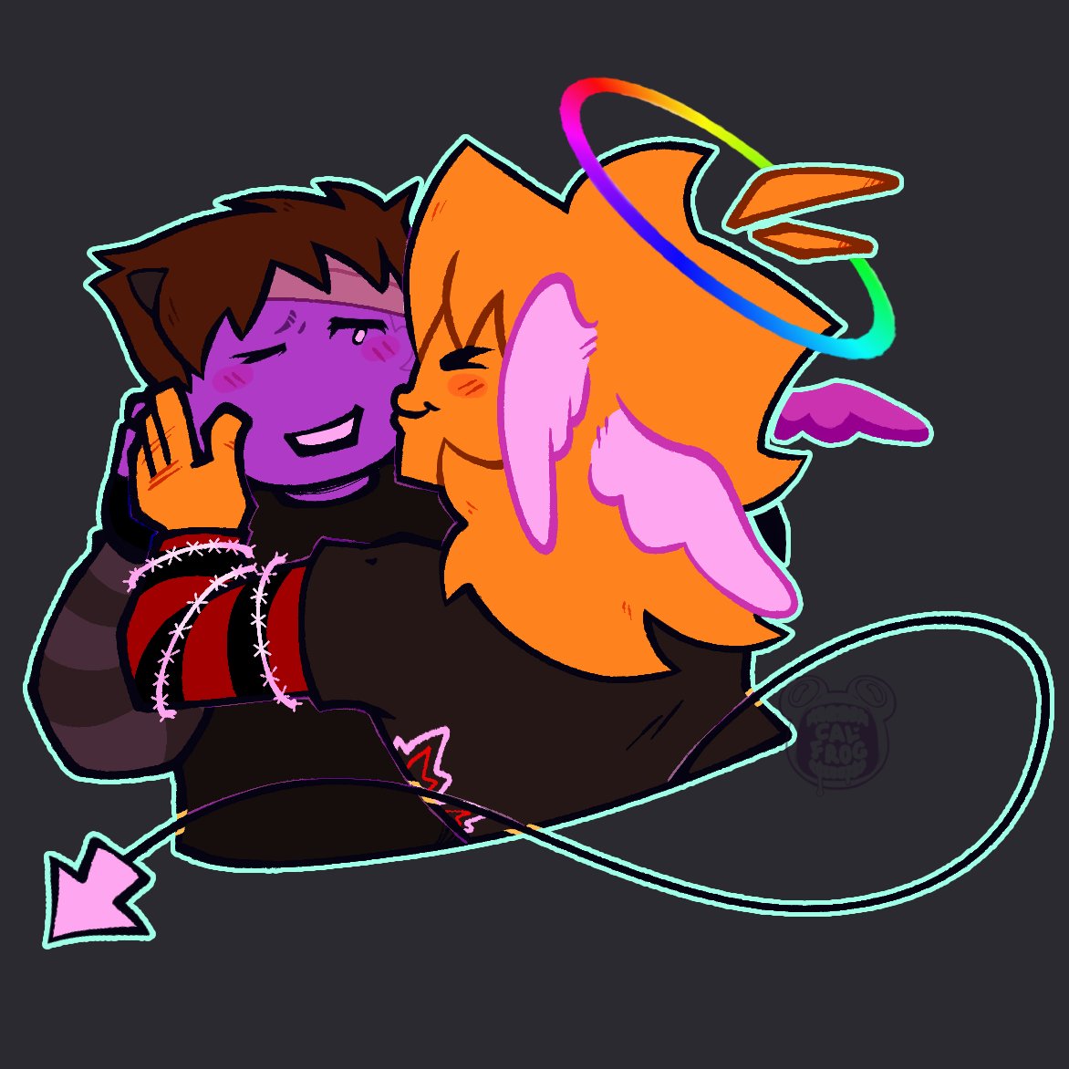 CalDoesArt's tweet image. Haven't posted in a lil, but I'm glad I got to draw these two sillays! &amp;lt;3 @V33_V3RS10N_1 !! ^^
#cute #fluff #gae
(Reupload cuz it bugged)