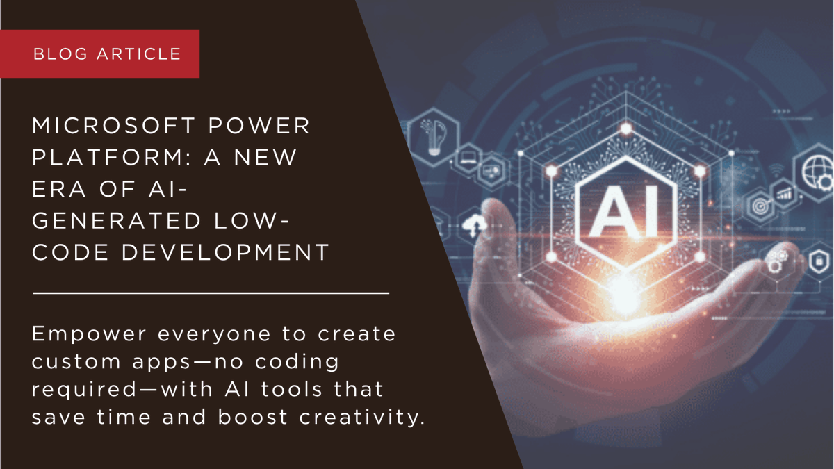 lbmctech's tweet photo. AI is changing how apps are built—and low code makes it accessible.

See how Microsoft Power Platform + Copilot help teams build, automate &amp; move faster.

Read more 👇
https://t.co/Ub0DOnDPT6

#AI #LowCode https://t.co/5h4byFk5C0