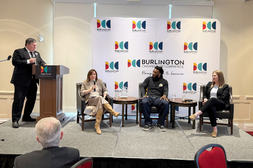 HaltonIEC's tweet photo. We were proud to attend the Burlington Chamber of Commerce’s Young Leaders Breakfast Summit this morning and to see HIEC Executive Director Kelly Hoey discuss her career journey on the panel!

#YoungLeaders #Leadership #BurlingtonChamber https://t.co/YiVi98sbDi