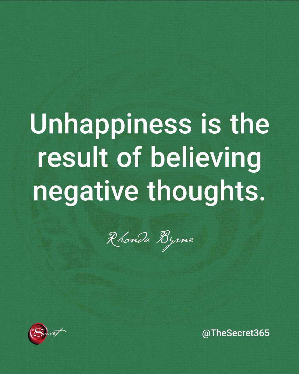 thesecret's tweet image. Choose a life of happiness by shifting your thoughts today. Drop a 👍 if you agree.

"Unhappiness is the result of believing negative thoughts."

#RhondaByrne #TheSecret #lawofattraction #loa #visualization #manifestation #askbelievereceive