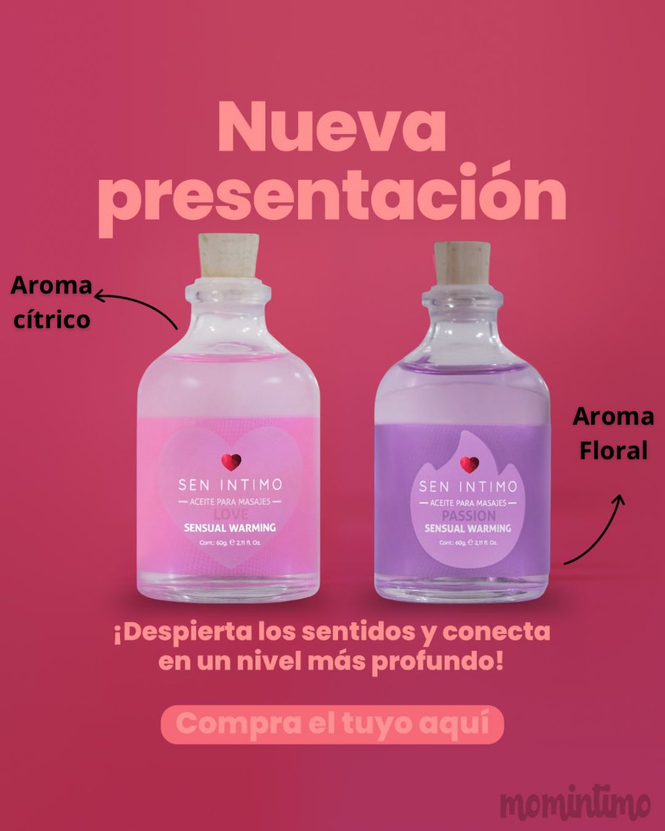 MomintimoSex's tweet photo. Despierta el deseo con un toque de calor 🔥
Lleva tus momentos de conexión a otro nivel con la nueva presentación de nuestros aceites Sen ❤️Íntimo. Diseñados para quienes buscan explorar nuevas sensaciones. https://t.co/2yK25vjDlm