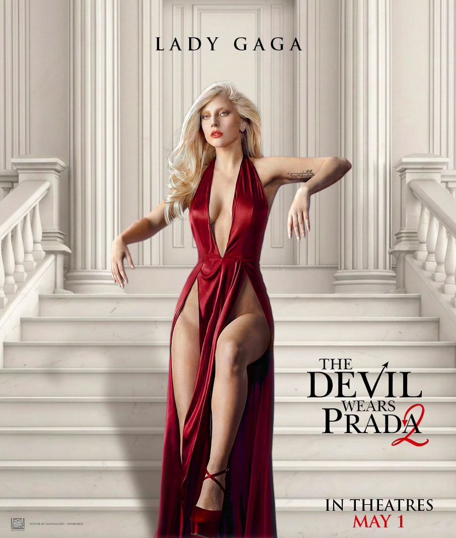 zvmbieboy's tweet photo. Lady Gaga's Official Character Poster for "The Devil Wears Prada 2". 

She will be portraying herself in the upcoming film. She will also produce &amp; is responsible for creating the film soundtrack. 

"Runway" by #LadyGaga &amp; #Doechii OUT NOW.  

#TDWP2 #TheDevilWearsPrada2 #Runway https://t.co/qQWTve3fZ3