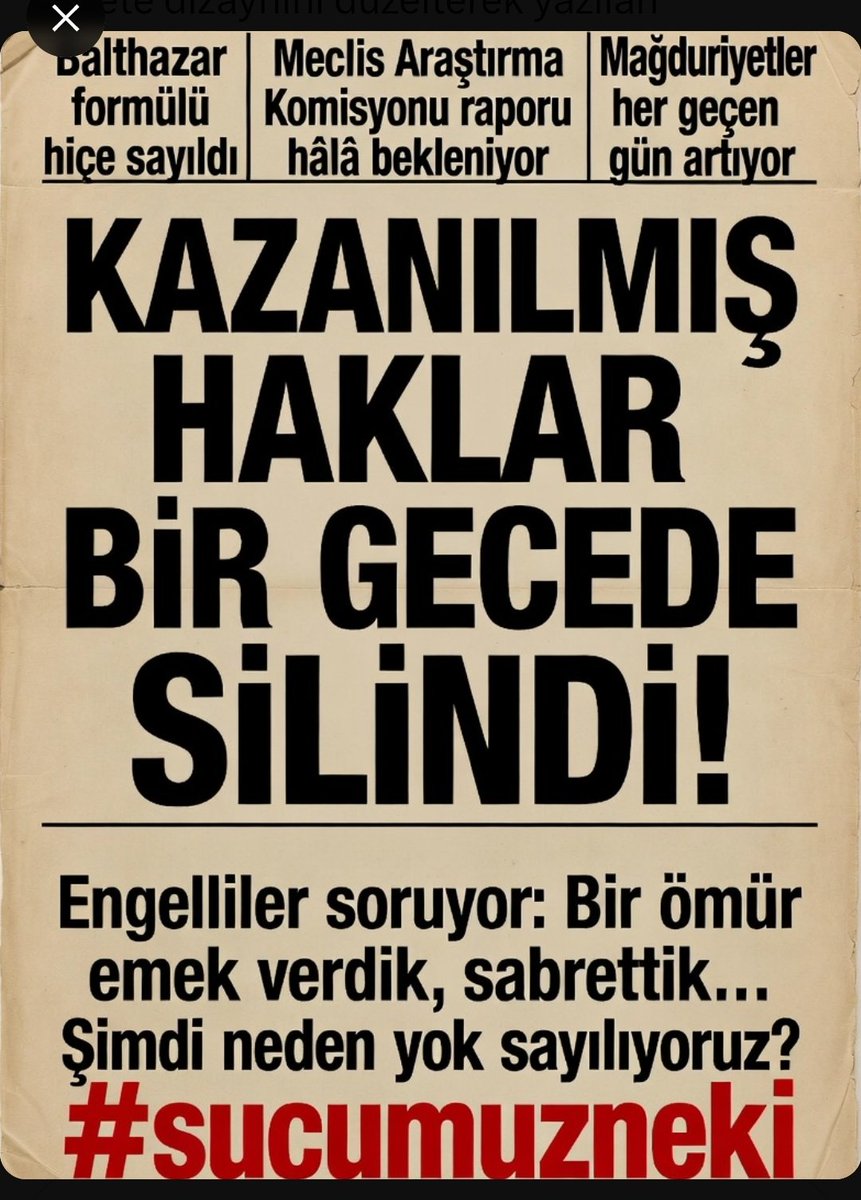 Çalış dedikleri bedenler yorgun, raporlarımız ortada…
Ama sistem kulaklarını kapatmış, gözlerini yummuş!
Bu sessizlik bize değil, adalete zarar veriyor!
Çünkü geciken her çözüm yeni mağduriyetler doğuruyor…
#suçumuzneki
#BJKvANT

<a href="/AYMBASKANLIGI/">Anayasa Mahkemesi</a>