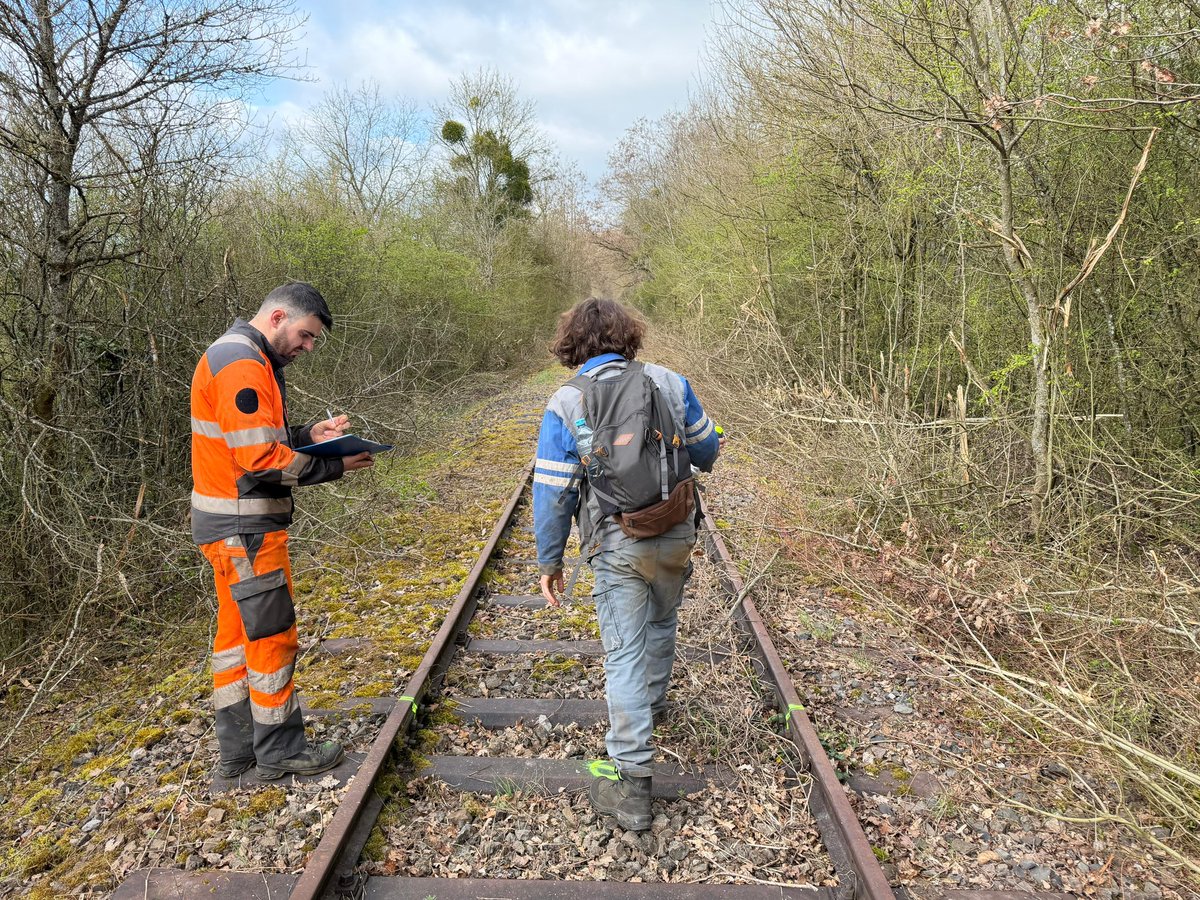 CFT_Canner's tweet photo. Suite a la réouverture du passage jusqu'à Aboncourt, nos bénévoles ont effectué un arpentage sur notre ligne.

L’objectif ? Définir les traverses à renouveler pour le chantier de voie à venir ! https://t.co/5qxOfYBgPa
