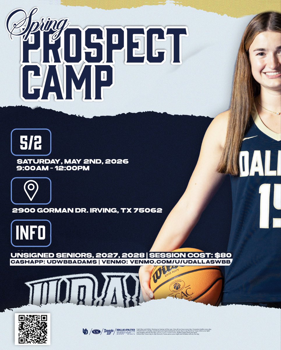 UDallasWBB's tweet photo. Come join the UD players and staff at our prospect camp. Come be seen and see what it’s like to be a Crusader! https://t.co/aAiAZjwjJP