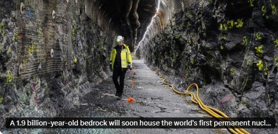 Finland's spent nuclear fuel repository will start operation this year.  The geology is good, and the repository is near the nation's nuclear plants.  Thus, the locals are supportive, and transport of waste is minimized.  Article link.

Another thing that I found interesting.