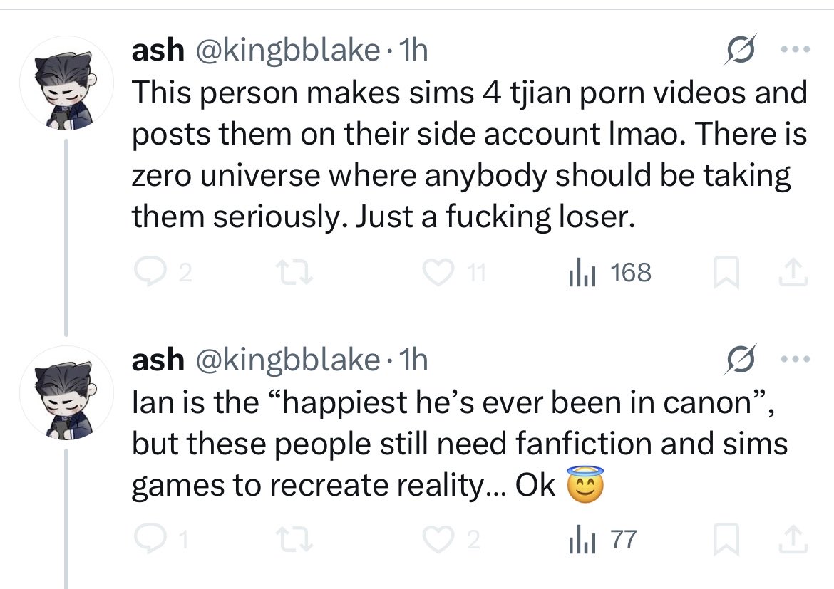 hotevilgf's tweet image. I didn’t know @kingbblake was a fan of mine! I don’t need to play sims to make tjian happen tho I recommend you create a reality where joian is eg somewhere, maybe your butt would hurt less😌