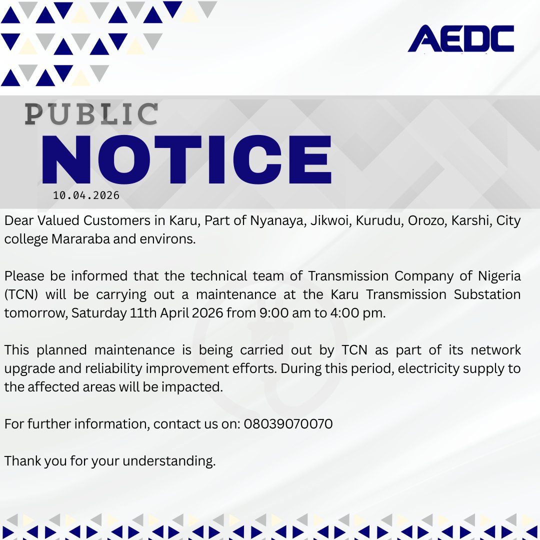aedcelectricity's tweet image. Power Outage Alert❗️ 
#CustomerNotice 
#PowerofCommitment