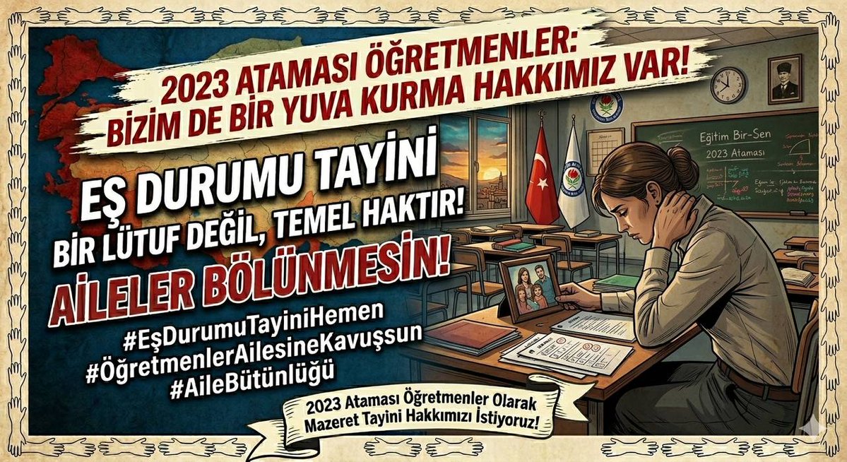 <a href="/talatyavuz29/">Talat YAVUZ</a> Ağustos ayı umut ayı olsun istedik ama hüzün ayına dönmesin. Müjdeli haberi bekliyoruz. <a href="/aliyalcin/">Ali Yalçın</a> <a href="/talatyavuz29/">Talat YAVUZ</a> <a href="/RamazanCakirci/">Ramazan Çakırcı</a> #2023EylülAtamasıAileBirligi