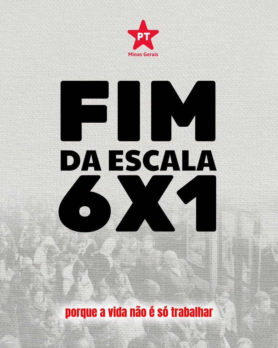 ✊ Na próxima semana, o presidente Lula vai enviar o projeto do #FimDaEscala6x1 ao Congresso!

Vamos vencer essa luta pelo bem de todos os trabalhadores.⭐