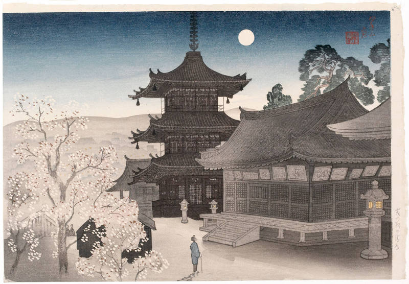JapanTraCul's tweet photo. Kiyomizu Temple on a Spring Night, by Miki Suizan, 1924 https://t.co/8hFlaVJ5Qf