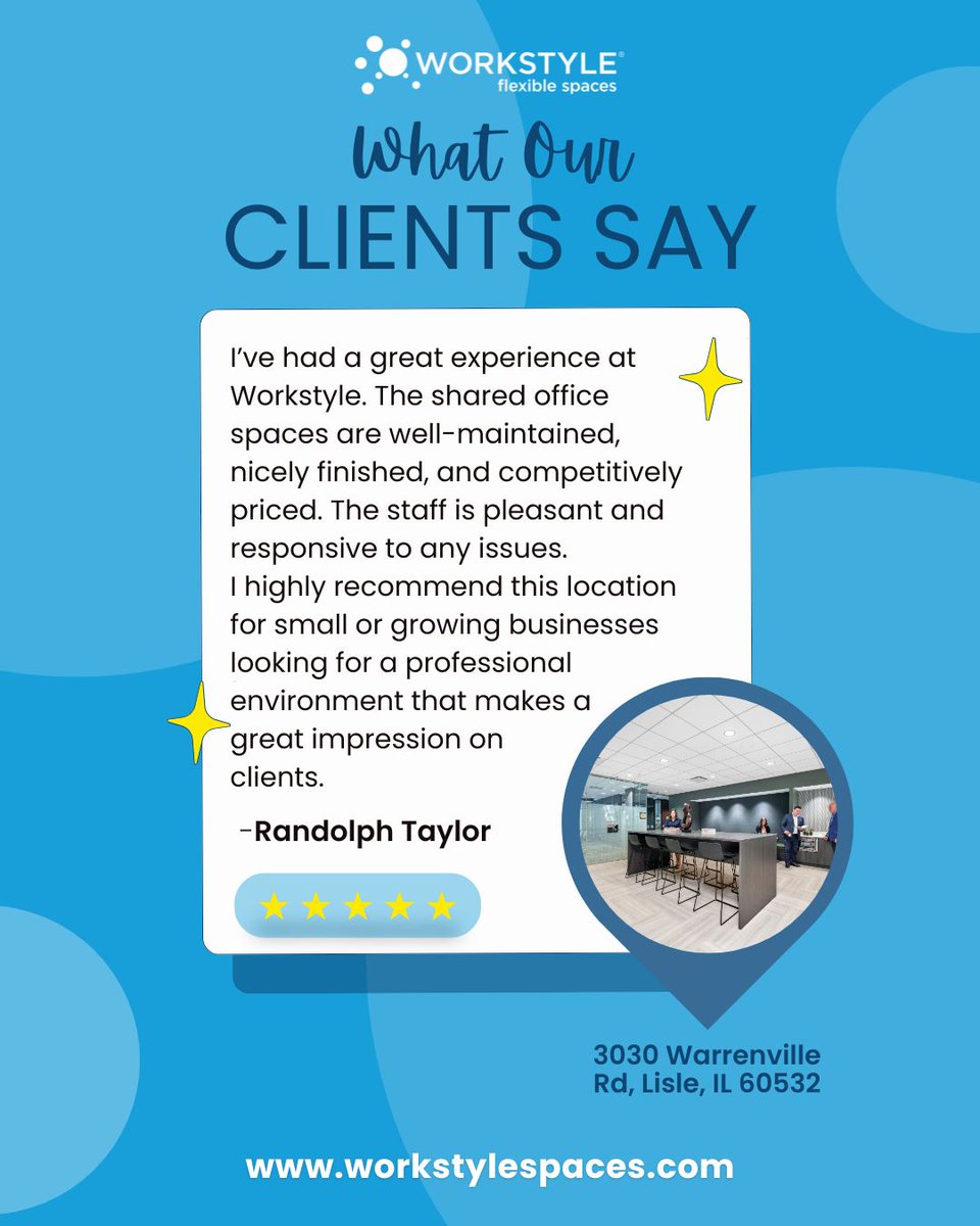 Workstylespaces's tweet image. ✨ Client love makes our day! We’re so grateful for our community and the amazing feedback — this is what it’s all about. 🙌

🌐 Find your space at workstylespaces.com
.
.
.
#workstylespaces #clientlove #tenantexperience #officelife #flexiblespaces #coworkingcommunity