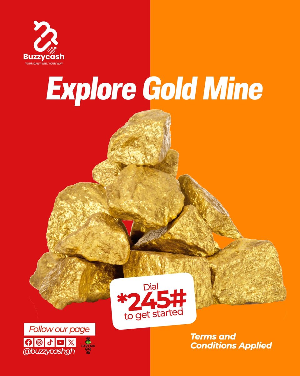 Buzzycashgh's tweet photo. Explore Gold Mine this Friday

Your weekend just got more interesting
Dial *245#
#BuzzyCash #FridayVibes #GoldMine #WeekendMode #Ghana #universityofghana #aduanafc #tombrown #waakye https://t.co/U0J7nWGjk3