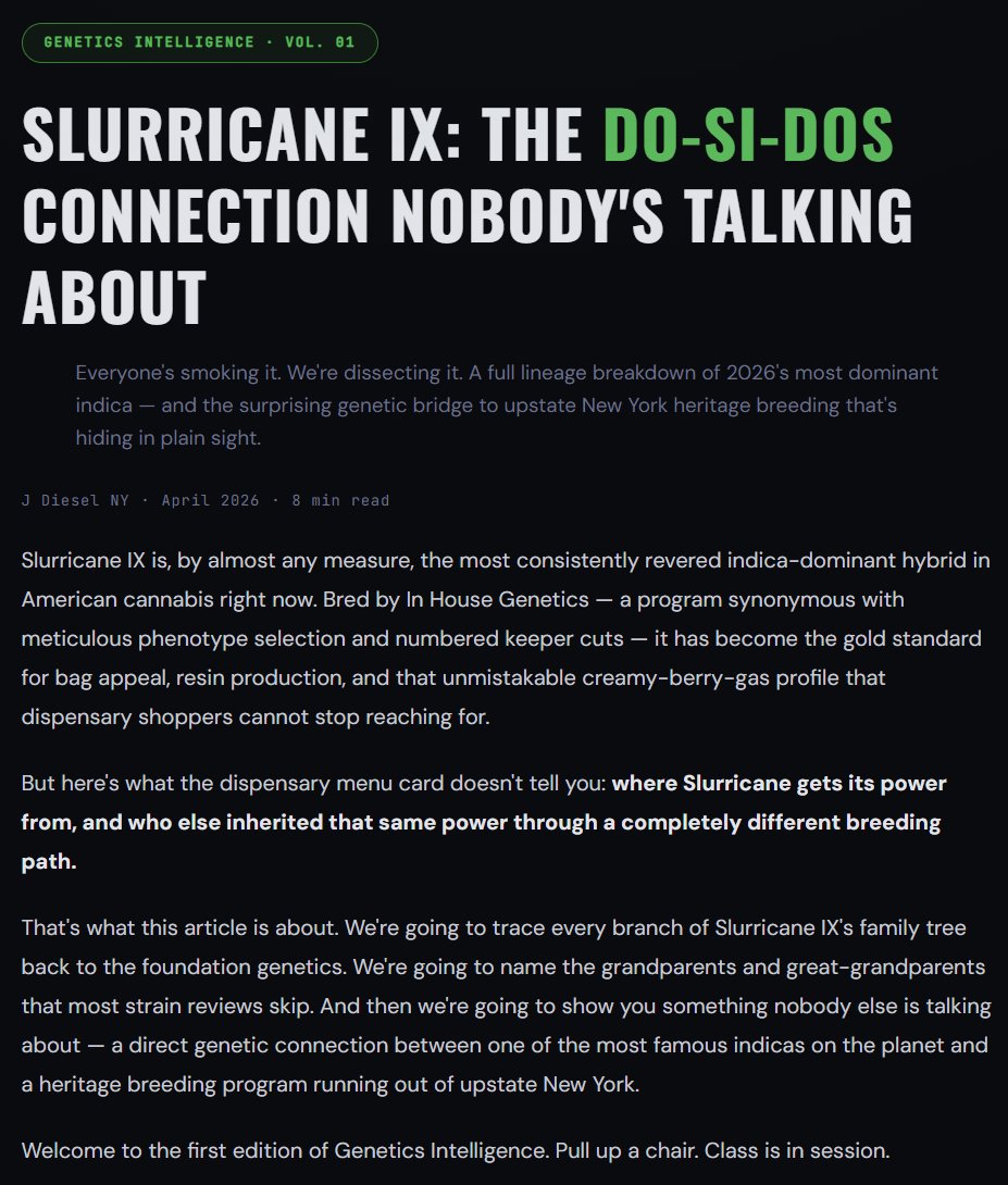 Everyone's smoking Slurricane IX. Nobody's asking where it actually comes from. We traced every branch of the family tree — and found our own DNA in it.
jdieselny.com/blog/slurrican…