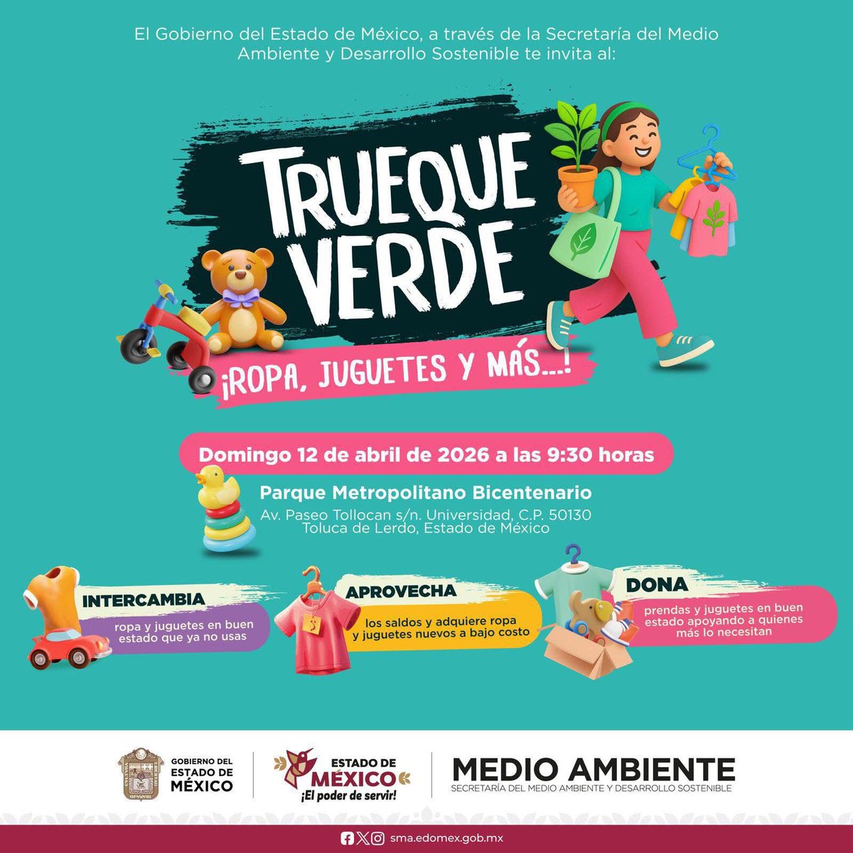 DIFEM_'s tweet photo. Participar en él reúso de estos artículos no solo ayuda al #MedioAmbiente, sino que también apoya a quienes más lo necesitan.
Porque el #TruequeVerde es una excelente manera de dar una segunda vida a los objetos que ya no necesitamos.
#ElPoderDeServir https://t.co/P1zPCmsYOk