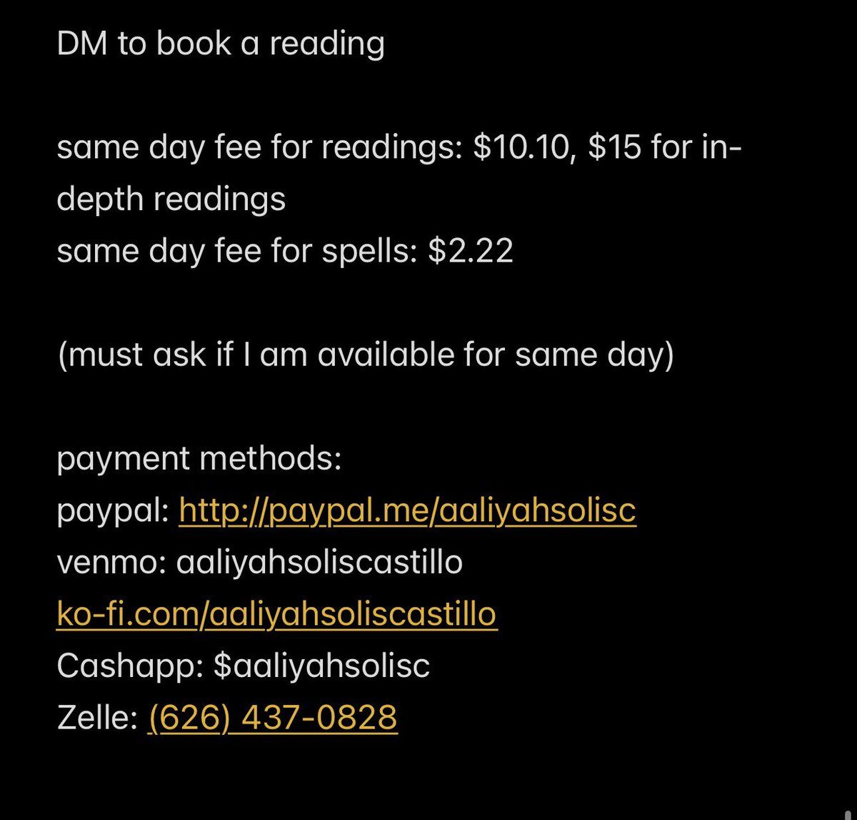 aaliyahscorp's tweet photo. current services to book via dm

site: https://t.co/7fX1i43apu
other ways to book: https://t.co/uAMRW88Zbd https://t.co/h3zLJ4bUIO