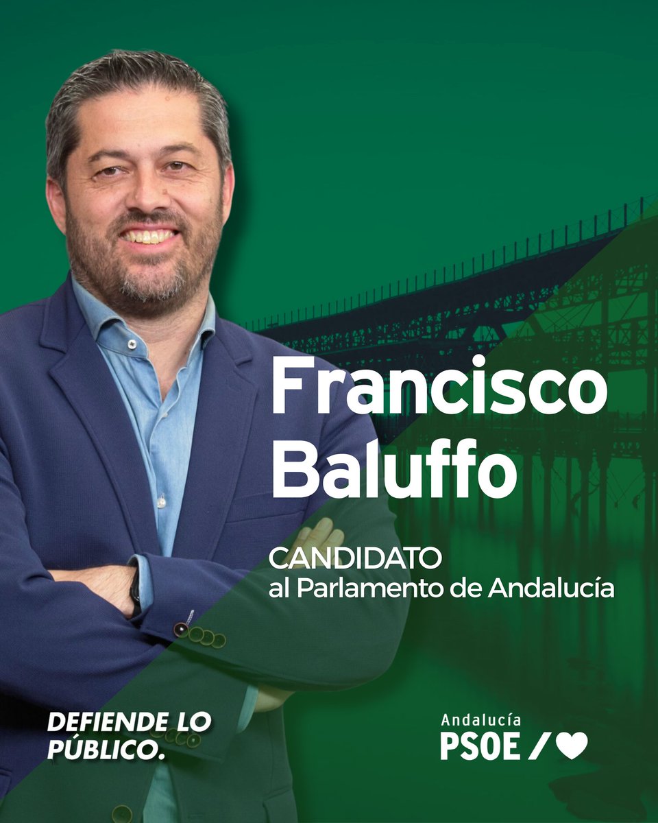 💚 POR EL CAMBIO EN ANDALUCÍA

Muy orgullosos de nuestro compañero <a href="/franbaluffo/">Francisco Baluffo</a> que forma parte de la candidatura del PSOE de Huelva al Parlamento de Andalucía para las elecciones del próximo 17 de mayo 🗳️.

Un reconocimiento al trabajo y al compromiso con Huelva.
¡Vamos! 💪🏽
