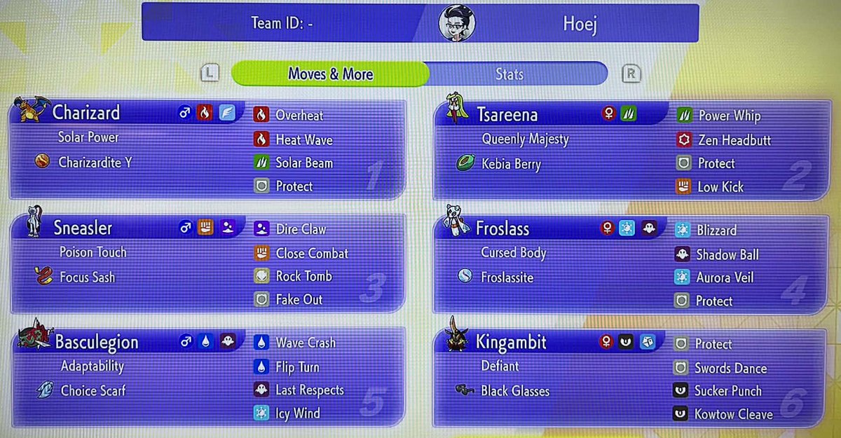 Hoej_Hs's tweet photo. I've really enjoyed playing Champions and the new format. I just hit a rating of 2067 with a 16-game winning streak using Froslass and Tsareena. https://t.co/9UmHSXccO8
