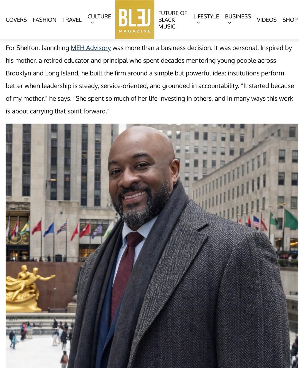 MEH_AdvisoryLLC's tweet photo. Bleu Magazine features Shelton Haynes on leadership, governance, and institutional performance. #SheltonHaynes #MEHAdvisory https://t.co/vQiSSOMceB