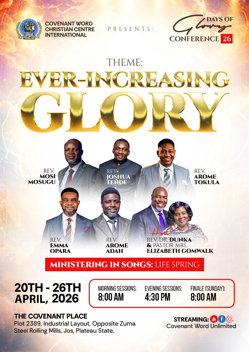 Covenant_Place's tweet image. This April...ANTICIPATE!!! ⏳

#dogc26 #daysofglory #daysofgloryconference #EverIncreasingGlory #April #leapsandbounds #2026 #covenantwordchristiancenterinternational #TheCovenantPlace #CovenantWord #church #pastordunkagomwalk #fblifestyle @followers @topfans