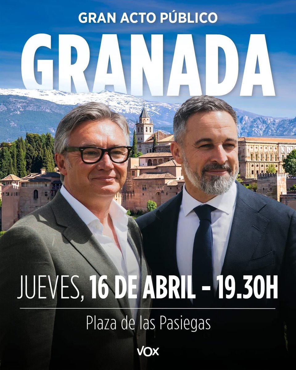 Cuatro años después, nuestro presidente Santi Abascal y nuestro candidato Manolo Gavira estarán en Granada el próximo jueves.