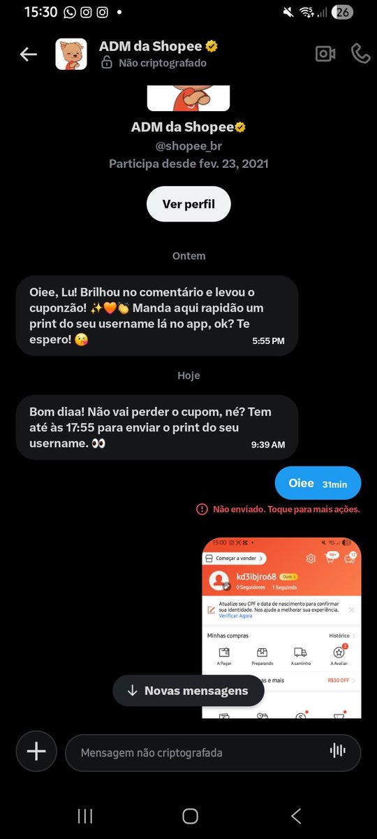 anonima80w7's tweet photo. @shopee_br @shopee_br PRECISO DE AJUDA!!! Não estou conseguindo responder vcs na minha conta (LuanaMaria71161) me ajudem gente pfvr 🥺🥺🥺🙏 https://t.co/zCMxW2olEm