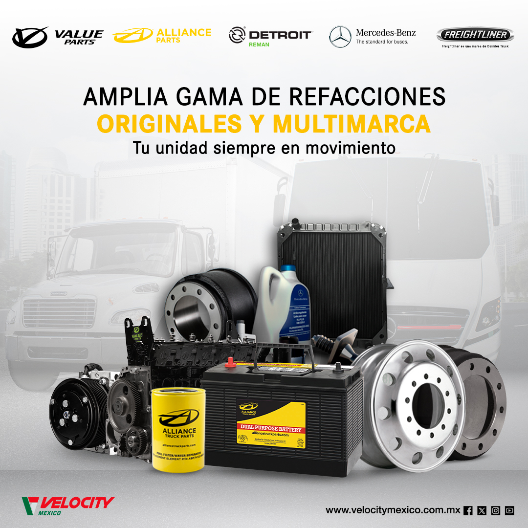 CANORSA1's tweet image. En Velocity México encuentras refacciones originales y multimarca diseñadas para mantener tu operación siempre en marcha, con la calidad, disponibilidad y respaldo que tu equipo necesita para no detenerse.
#VelocityMexico #MercedesBenzAutobuses #freightliner