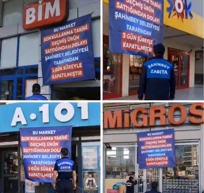 ❌ Ceza Sürekli MİLLETE KESİLİYOR !! 

👉Şahinbey Belediyesi Üç Harfli Marketlere Üç gün Kapatma Cezası verdi ! 

👉 O zaman Bizde T.C. Ticaret Bakanlığı na Sormak istiyorum Şahinbey Belediyesimi yanlış Yapıyor Yoksa Sizmi ? 

✅ İşin Aslı Tabii ki Şahinbey Belediyesi Doğru