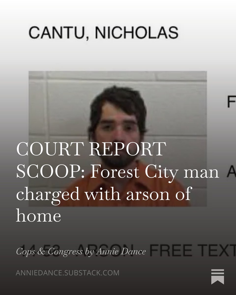 AnnieMDance's tweet photo. SCOOP: Convicted sex offender, Nicholas Cantu, 28, arrested for first-degree arson at his own home with two others inside, court records show. He's on felony probation. No details have been released by the #RutherfordCountyNC fire marshal's office. https://t.co/dIXWnaPpcM #NCpol https://t.co/KeWkqucw5F