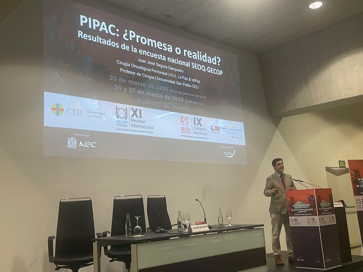 SeguraJuanJ's tweet photo. Still reflecting on the recent #GECOP meeting.
I spoke on #PIPAC, a promising approach, but still requires more evidence & clearer indications before wider adoption.
Always great to meet with @DrSGlezMoreno & @cascalescirugia , true leaders in this field and good friends https://t.co/A38uQtBtM7