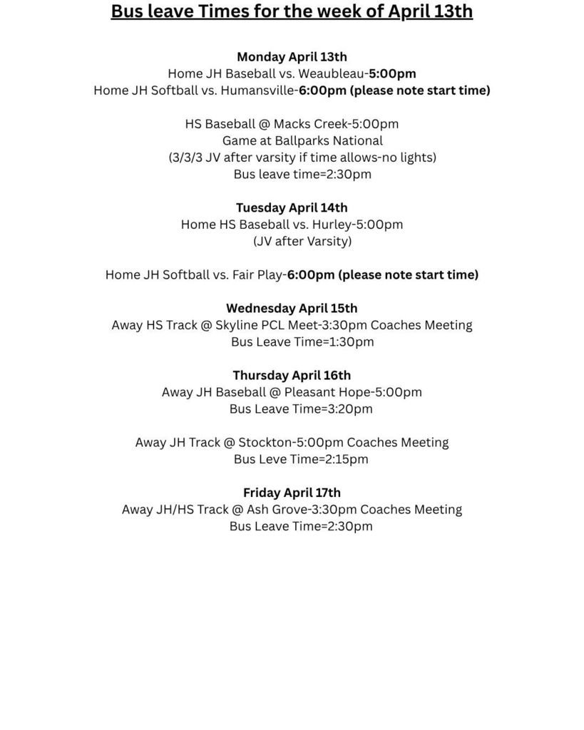 WGr5schools's tweet photo. We have a lot going on next week!  Please note game times some have been changed. https://t.co/SKSYhcOkmO