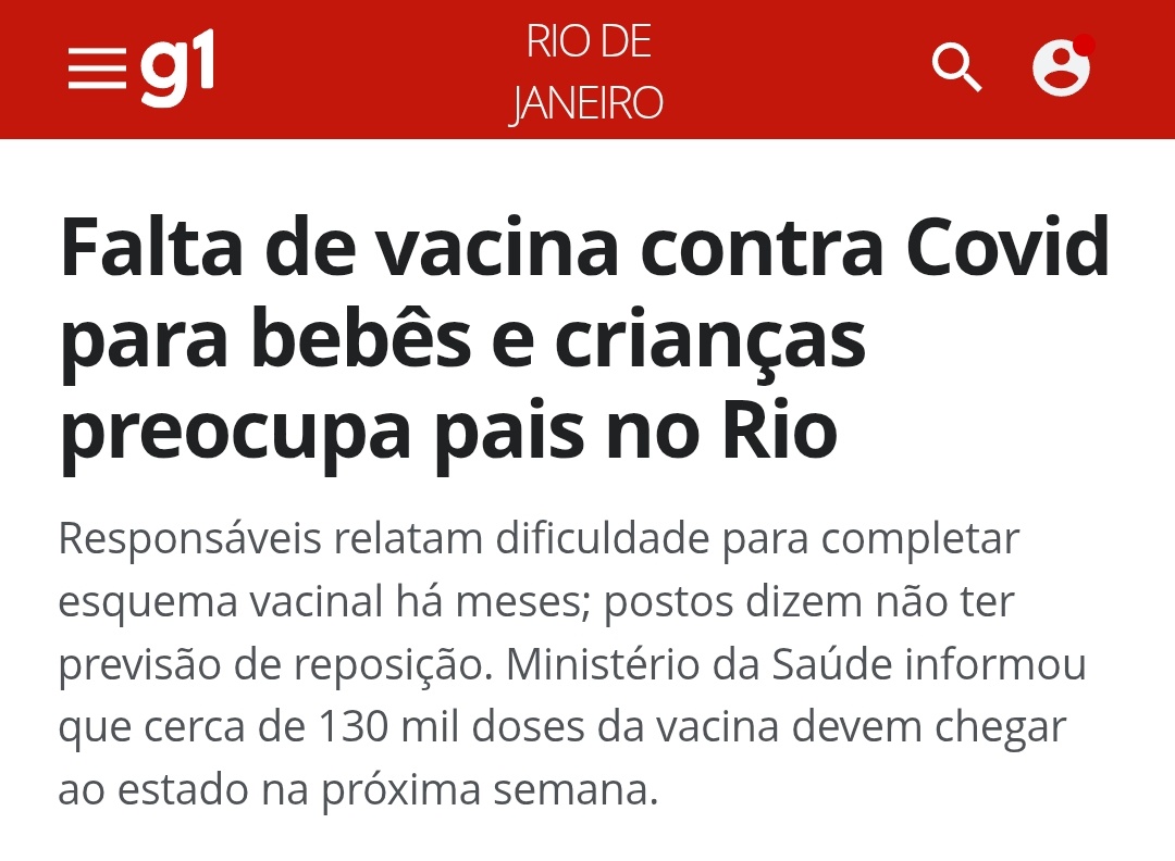 É INACEITÁVEL a falta de vacinas contra a Covid para bebês e crianças no Rio! Nossas crianças não podem pagar o preço da ineficiência. Exijo que <a href="/minsaude/">Ministério da Saúde 🩵</a> e <a href="/GovRJ/">Governo do RJ</a> garantam urgentemente as doses. A saúde e o futuro dos nossos pequenos são prioridade ABSOLUTA!