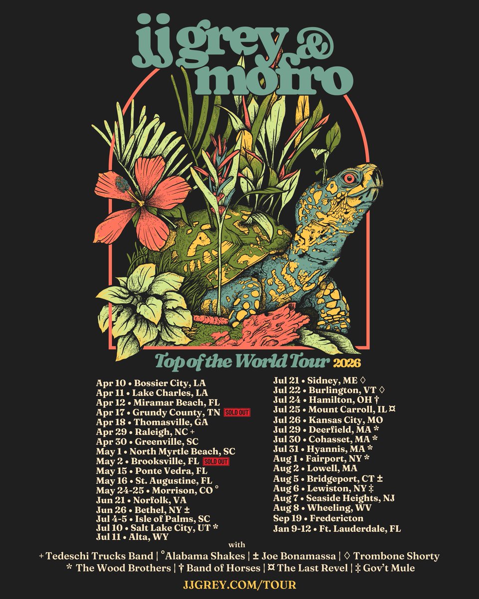 Get on Top of the World with us, y'all 🐢 Tickets are on sale now at jjgrey.com/tour