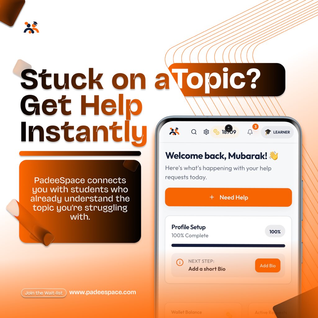 PadeeSpace's tweet photo. padeeSpace is the central hub for Nigerian university students to seamlessly collaborate, find expert study partners, get instant help with complex assignments, and securely monetize their academic knowledge.

Join the waitlist —> https://t.co/wzZRzsoCFq https://t.co/dzUkPxzmHO
