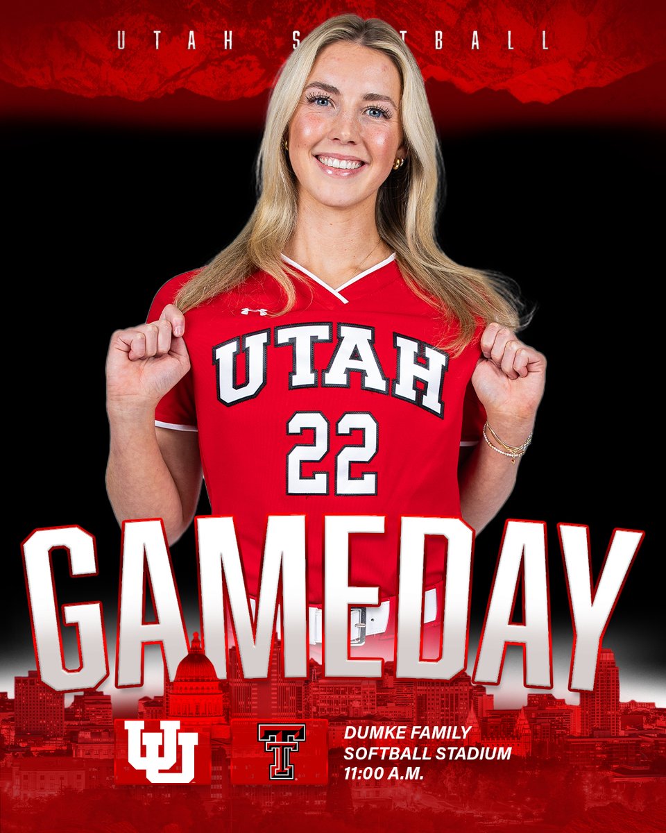 Utah_Softball's tweet photo. Ready for another tilt with Tech.

🆚 No. 1 Texas Tech
🏟️ Dumke Family Softball Stadium
⏰ 11 a.m.
📊 https://t.co/hwIuuxFNBL
📺 https://t.co/GXn8r3xbqi
ℹ️ https://t.co/Tra2NM40Xv
🎟️https://t.co/qQTxG5bcKQ
 
#GoUtes https://t.co/Ld87ahFxmV