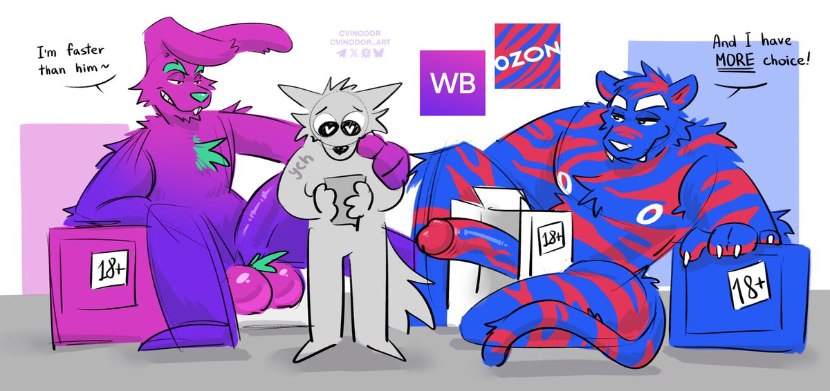 cvinodor's tweet photo. Wildberries and OZON / freak week 5/7 #marketplace #furry #sketch #art #tiger #rabbit #furrycharacter #furrymemes https://t.co/2ZhG5tbKGB