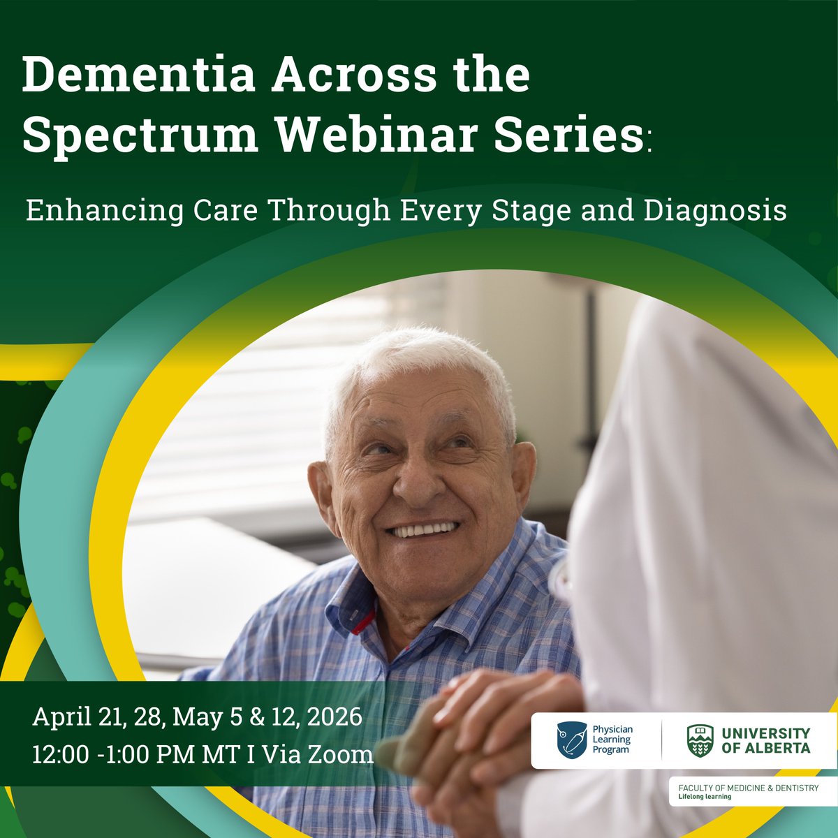 UofAL3's tweet photo. 💫 Free Webinar Series: Dementia Across the Spectrum

Join L3 and the @AlbertaPLP  for a practical, four-part webinar series on dementia care—covering assessment, diagnosis, and management across all stages.
Led by Dr. Diana Rucker
🔗 https://t.co/G5KNaZW2yk
@UAlberta_FoMD https://t.co/32tfrENlsV