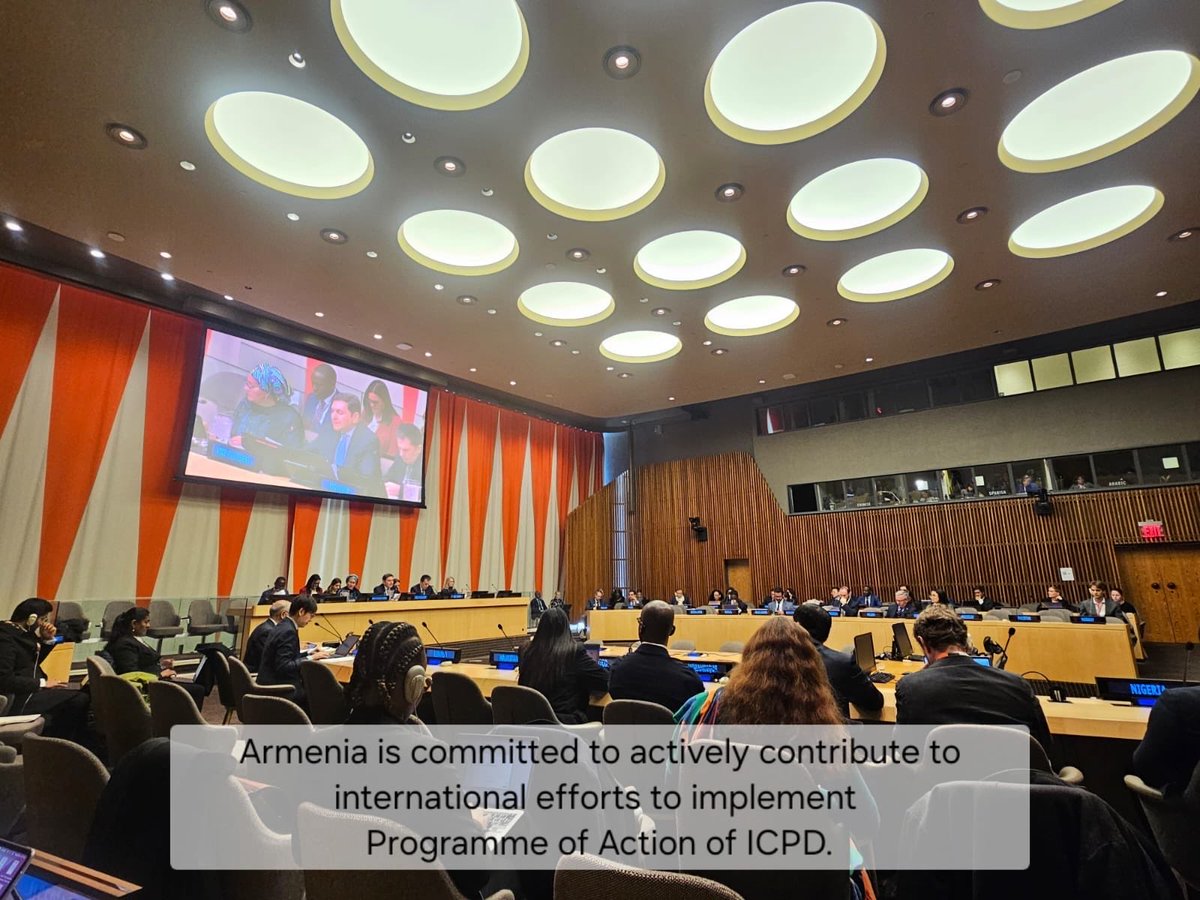 MFAofArmenia's tweet image. At the 16th plenary meeting of @UN🇺🇳 ECOSOC, #Armenia🇦🇲 was elected to the Commission on Population &amp;amp; Development for the term of 2026-2030, a key platform on international cooperation on global population trends &amp;amp; sustainable development.