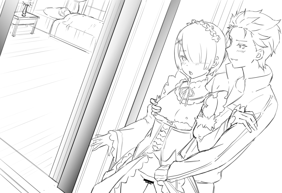 zuharu_'s tweet photo. ram x subaru wip https://t.co/hQFFQjCHDl