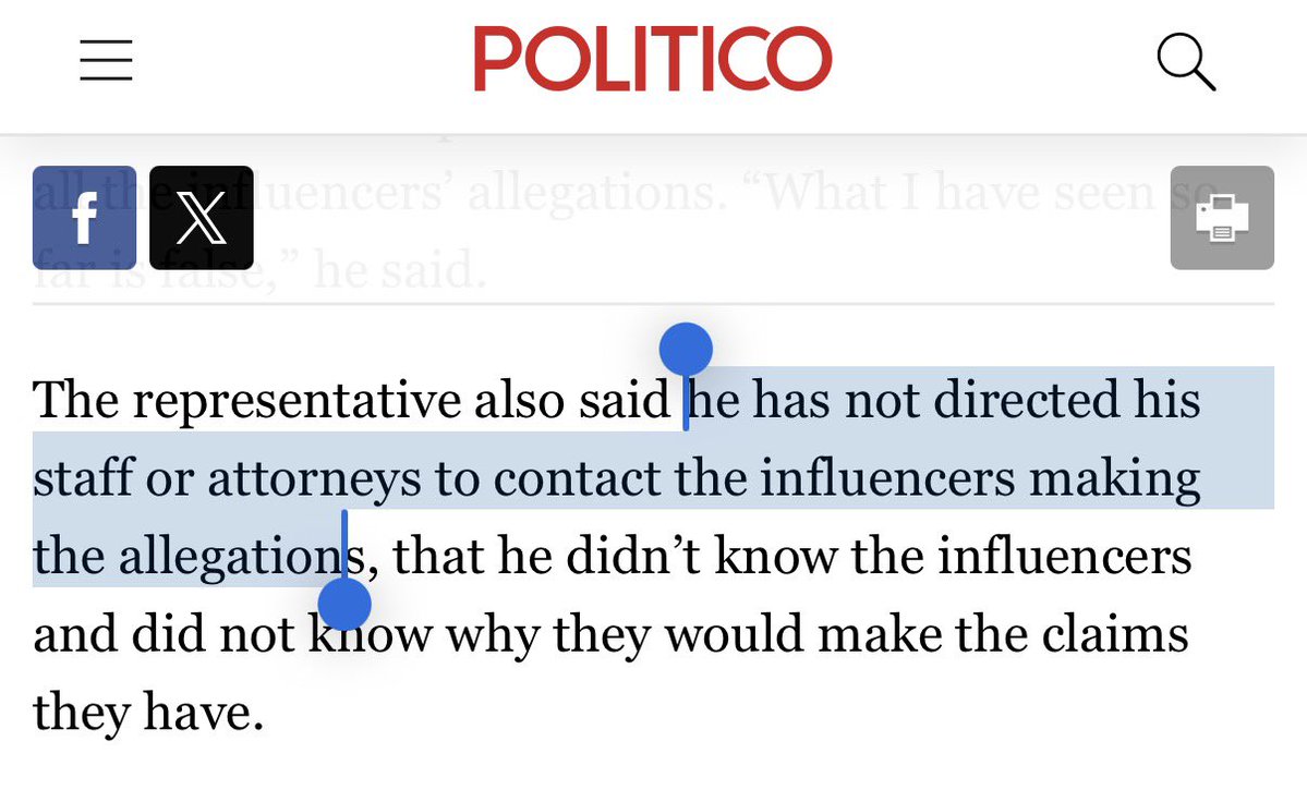 I know y’all wish the cease and desists were sent to me &amp; Cheyenne, but they were not - as confirmed in Politico by team Swalwell.

The C&amp;Ds were sent in the dead of night to victims coming forward with stores of sexual assault. Directly to their phones.

They are not recanting.