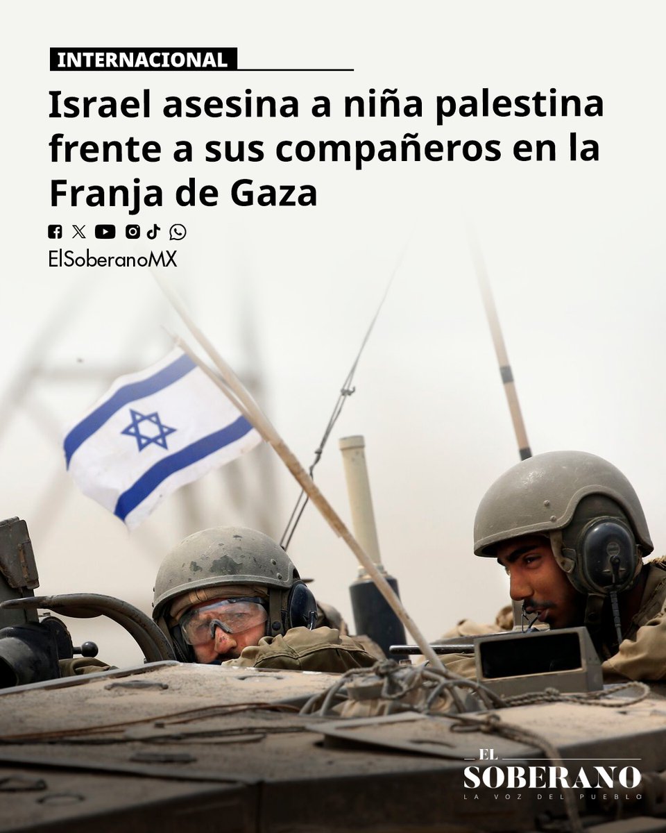 ElSoberanoMX's tweet image. #Internacional ⚫Israel asesina a niña palestina frente a sus compañeros en la Franja de Gaza

Una niña palestina de 13 años, Ritaj Abdel Raouf Rihan, murió tras recibir un disparo atribuido al Ejército de Israelmientras asistía a clase en una tienda de campaña en el norte de la