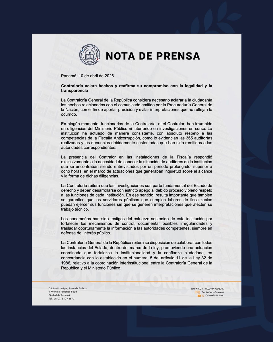 Contraloría General de la República de Panamá tweet media