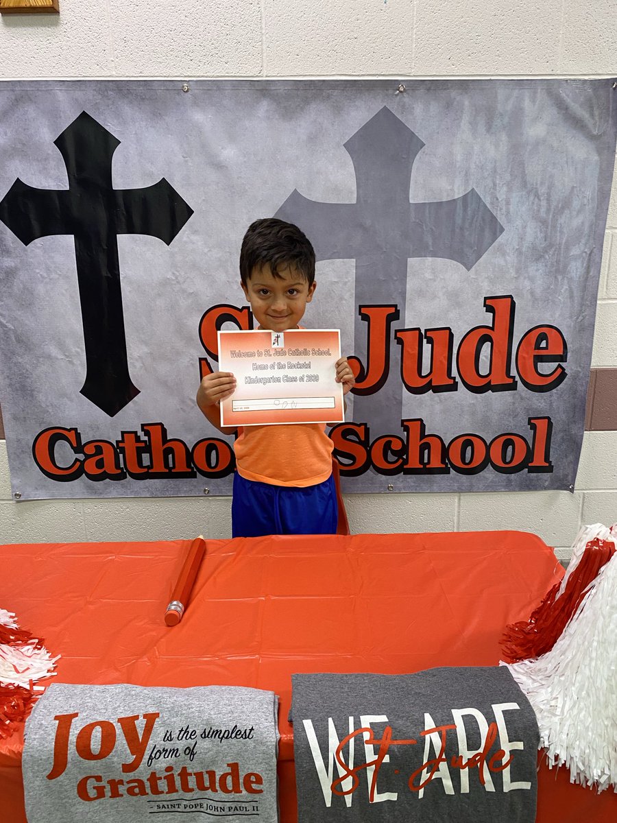 StJudeRockets's tweet photo. These 4 &amp; 5 year olds committed to attending St. Jude kindergarten for the 26-27 school year. 
Congratulations on your signing. https://t.co/CB0X6oa93F