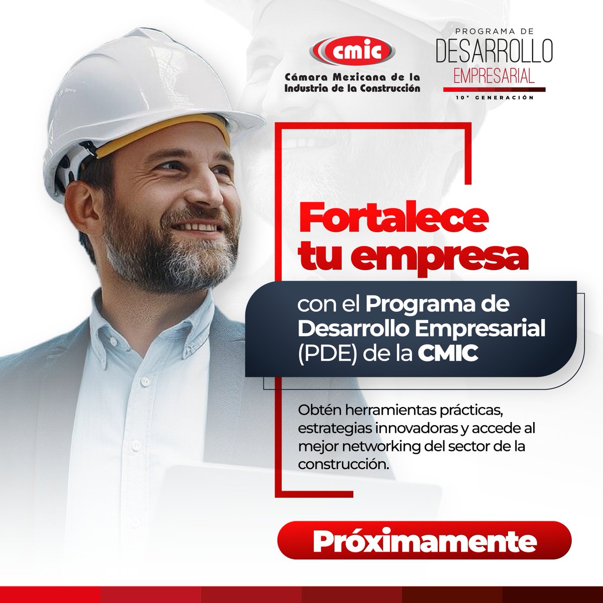 💼 10 generaciones impulsando empresas. La siguiente puede ser la tuya.
 
El #PDE regresa para seguir fortaleciendo a empresarios #CMIC con visión de crecimiento.
 
 📅 Mayo 2026
 🔔 Próximamente inscripciones
 
 👉 Prepárate para dar el siguiente paso.
 #AfiliadosCMIC #PDE2026