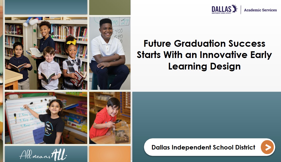 DrDebbieRamos's tweet image. 🌱 Reimagining Early Learning in Dallas ISD! 
We're focused on propelling future graduation success through Universal Pre-K access and the launch of Pre-Primer. #TUC #EarlyLearning #FutureReady  
@DallasISDSupt @AngieGaylord @ICanReadDallas @Dallasacademics @txurbancouncil