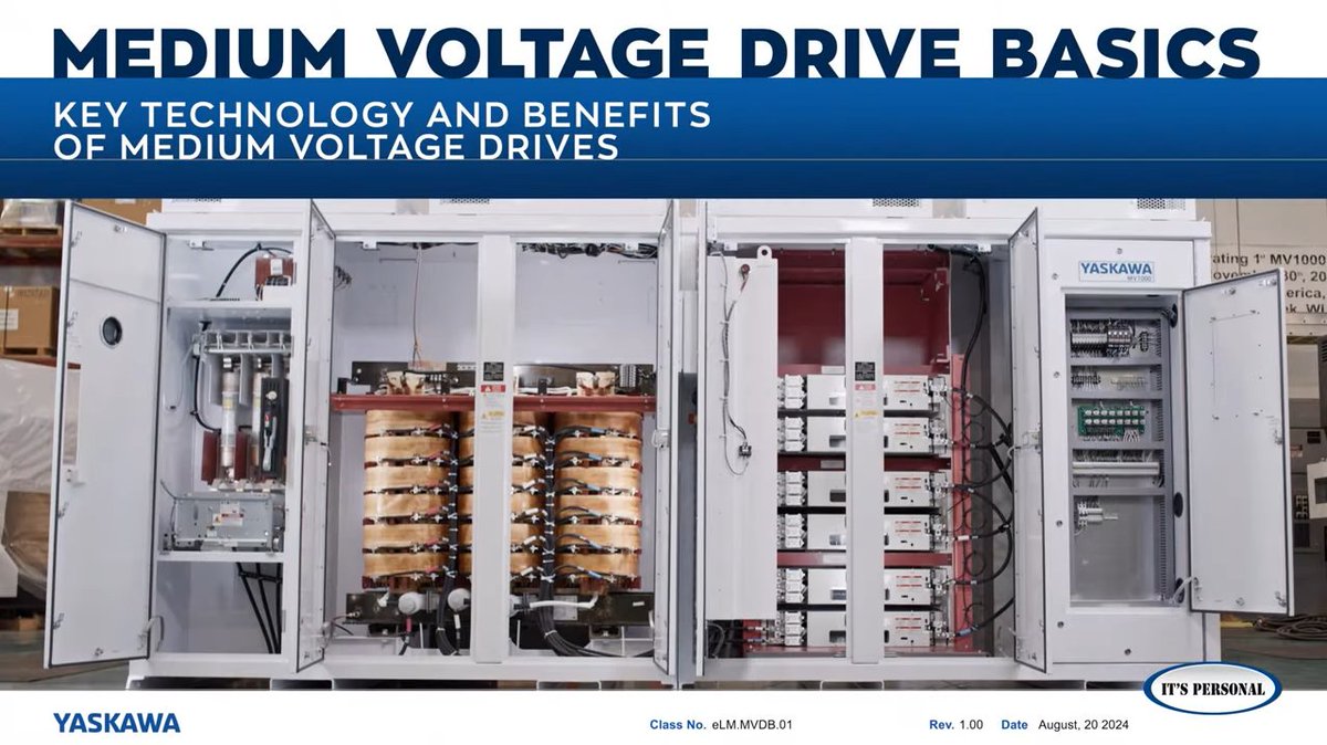 YASKAWA's tweet photo. Looking to sharpen your medium voltage drive fundamentals? Our Medium Voltage Basics eLearning module covers core MV topics like drive advantages, topology, reflected wave, input waveforms, and synchronous transfer—all in one place.

Watch now: https://t.co/aqv79uewXy https://t.co/VDiI5Jr3gR