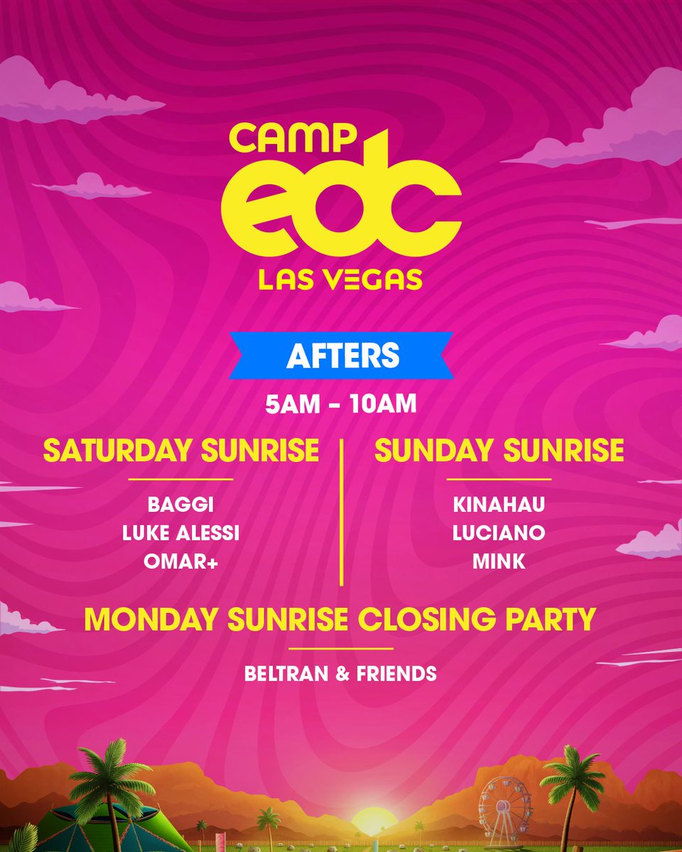 EDC_LasVegas's tweet photo. real ones end up at the #CampEDC Afters 🔅🌄🏜️ Drop a 🪩 in the comments if you're ready for #EDCLV2026! 🤩 https://t.co/tQa58yVn02