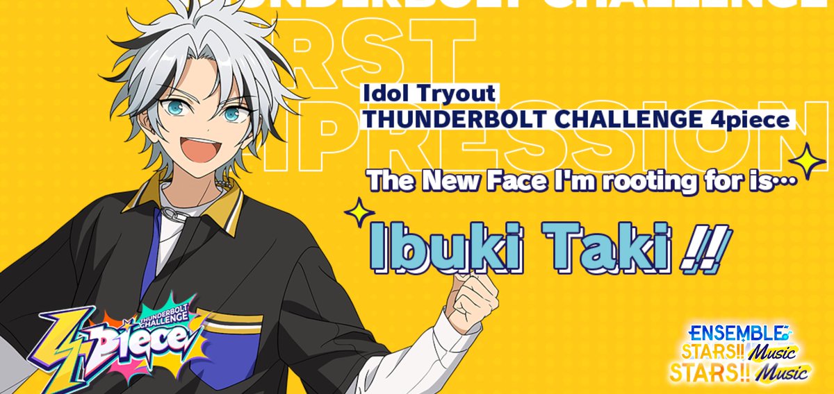 gottis_chan's tweet photo. Idol Tryout <i>4piece</i>
The New Face I'm rooting for is...
Ibuki Taki!!
#4piece #EnsembleStarsNEWFACE https://t.co/jR7rLfIMF1