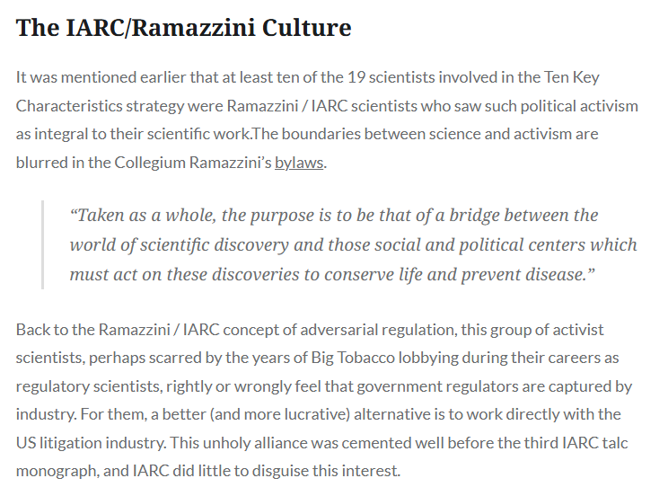 zaruk's tweet photo. We can't understand much of what IARC had done during their third talc monograph unless it's looked at via the #LitigationLens.
Like benzene and glyphosate, IARC was a tool for activist scientists working with US tort lawyers.
My latest #SlimeGate exposé.
https://t.co/fnc71lXdx6 https://t.co/TdujaIOM7M